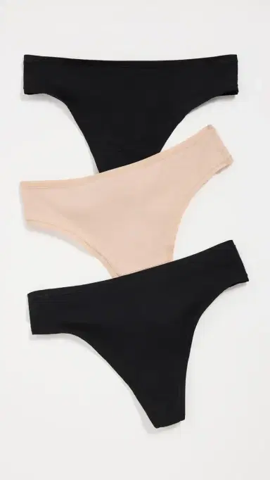 Natori Bliss Bare Cotton Thong 3 Pack Black/Black/Café | Thumbnail 2 Natori Bliss Bare Cotton Thong 3 Pack Black/Black/Café | Thumbnail 2