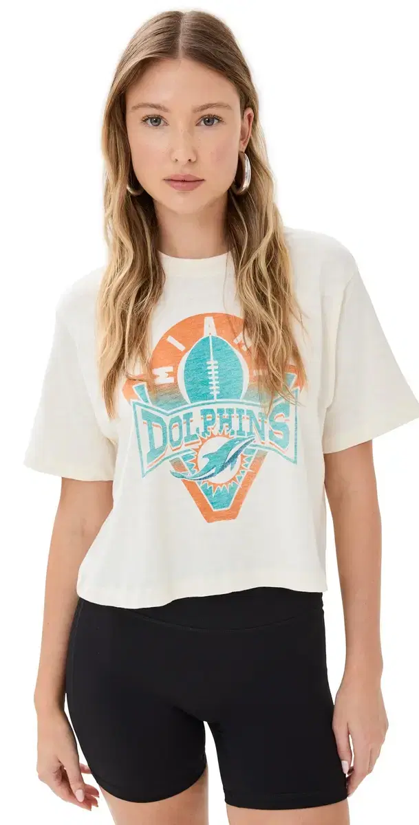 Dolphins Crop Tee White