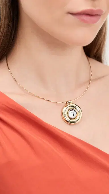 Luv Aj The Chrome Orb Pendant Necklace Gold One Size | Thumbnail 3
