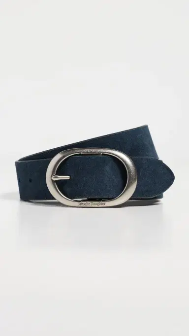 Favorite Daughter The Suede Jean Belt Navy/Tumbled Nickel | Thumbnail 2