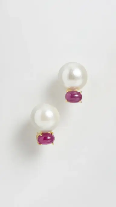 SHASHI Nava Stud Earrings Pearl One Size | Thumbnail 2