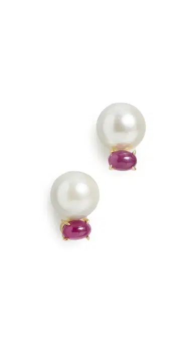 SHASHI Nava Stud Earrings Pearl One Size | Thumbnail 5