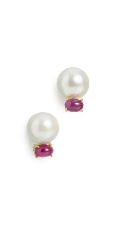 SHASHI Nava Stud Earrings Pearl One Size | Thumbnail 1