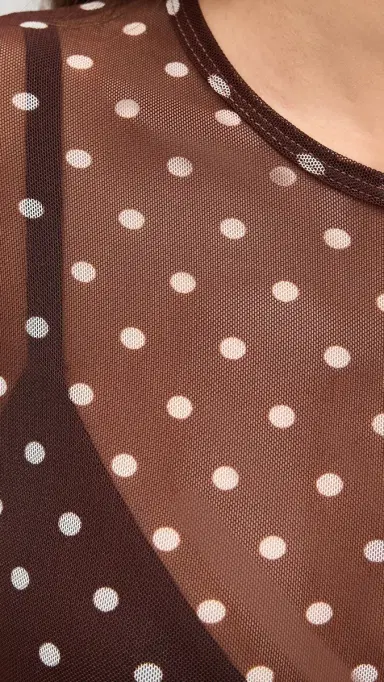 LE BOP Hannah Thong Bodysuit Chocolate Polka Dot S | Thumbnail 6