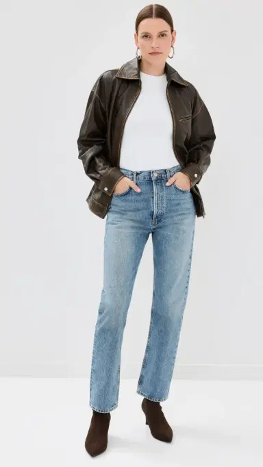 AGOLDE 90s Pinch Waist High Rise Straight Jeans Navigate 33 | Thumbnail 5