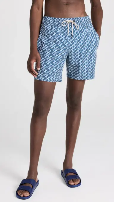 Fair Harbor The Bayberry Swim Trunks 7 Navy Geo S | Thumbnail 2