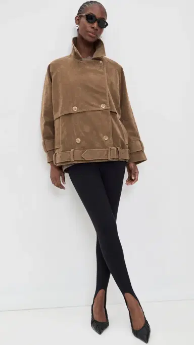 Apparis Gaia Sans Faux Suede Short Trench Coat addle Brown | Thumbnail 2