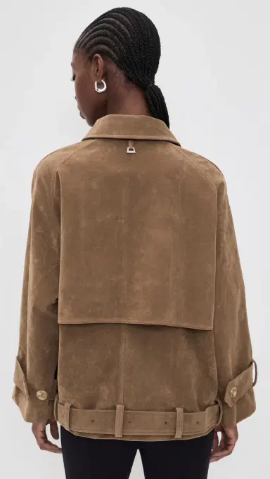 Apparis Gaia Sans Faux Suede Short Trench Coat addle Brown | Thumbnail 4