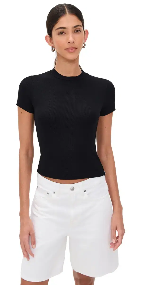 Fine 2x1 Rib Baby Tee Black