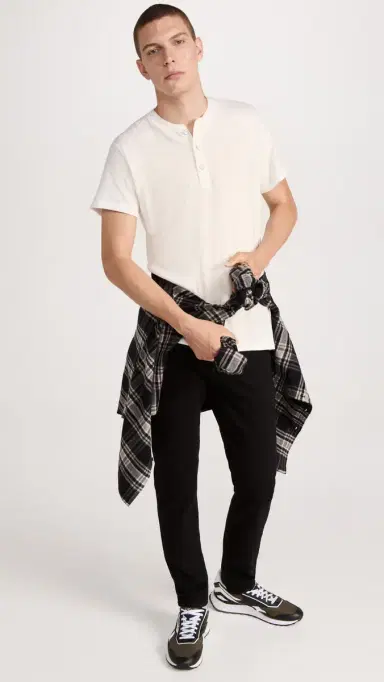 rag & bone Classic Short Sleeve Henley White M | Thumbnail 5