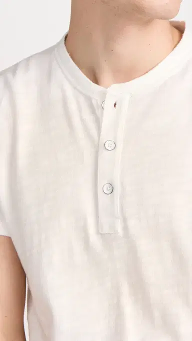 rag & bone Classic Short Sleeve Henley White M | Thumbnail 6