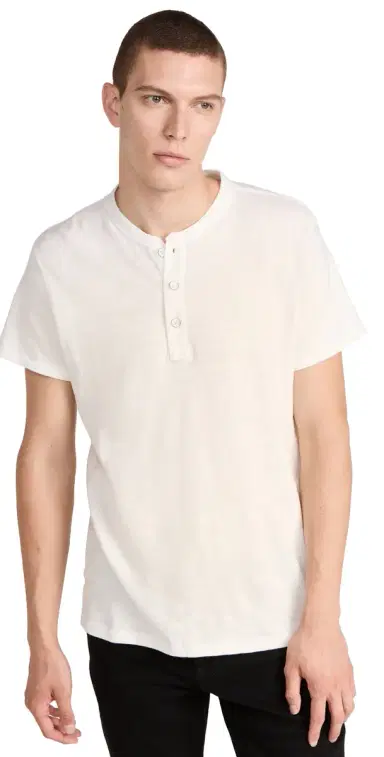 rag & bone Classic Short Sleeve Henley White M | Thumbnail 1