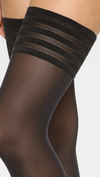 Wolford Velvet De Luxe 50 Stay Up Tights Black | Thumbnail 3