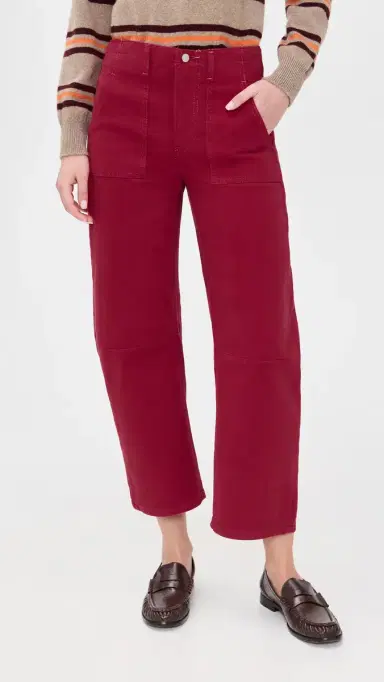 LE JEAN Utility Soft Barrel Mid Rise Jeans Red | Thumbnail 2 LE JEAN Utility Soft Barrel Mid Rise Jeans Red | Thumbnail 2