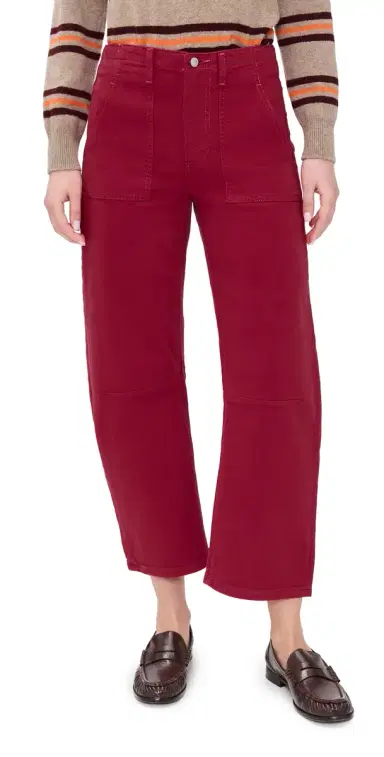 LE JEAN Utility Soft Barrel Mid Rise Jeans Red | Thumbnail 1 LE JEAN Utility Soft Barrel Mid Rise Jeans Red | Thumbnail 1