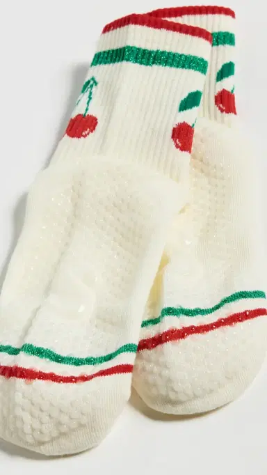 Stems Cherry Grip Striped Crew Socks Ivory One Size | Thumbnail 3 Stems Cherry Grip Striped Crew Socks Ivory One Size | Thumbnail 3