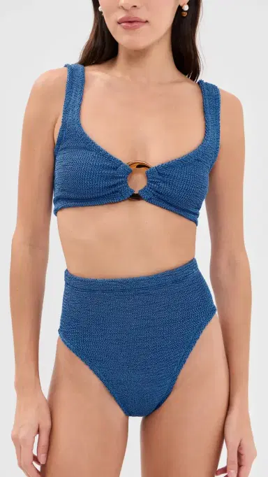 Hunza G Nadine Bikini Set Metallic Denim One Size | Thumbnail 2