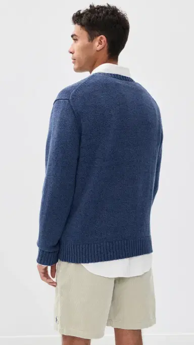 Polo Ralph Lauren Original Label Cotton Linen Denim Bear Crewneck Sweater ight Navy | Thumbnail 3 Polo Ralph Lauren Original Label Cotton Linen Denim Bear Crewneck Sweater ight Navy | Thumbnail 3