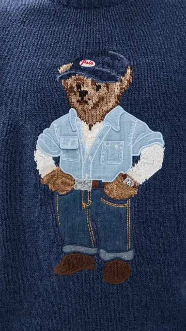 Polo Ralph Lauren Original Label Cotton Linen Denim Bear Crewneck Sweater ight Navy | Thumbnail 6 Polo Ralph Lauren Original Label Cotton Linen Denim Bear Crewneck Sweater ight Navy | Thumbnail 6