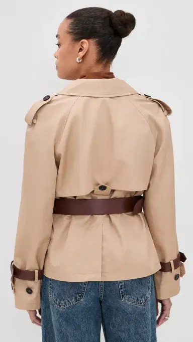 Avec Les Filles Short Trench Coat with Leather Belt Camel | Thumbnail 3 Avec Les Filles Short Trench Coat with Leather Belt Camel | Thumbnail 3