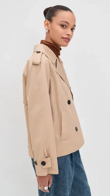 Avec Les Filles Short Trench Coat with Leather Belt Camel | Thumbnail 4 Avec Les Filles Short Trench Coat with Leather Belt Camel | Thumbnail 4