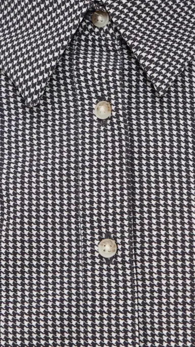 Commando Classic Print Button Down Thong Bodysuit Houndstooth Espresso M | Thumbnail 6