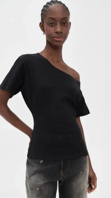 EB Denim Elena Off Shoulder Tee Black | Thumbnail 2
