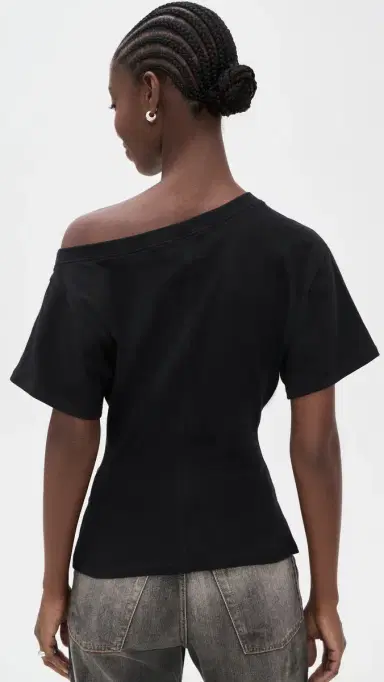 EB Denim Elena Off Shoulder Tee Black | Thumbnail 3