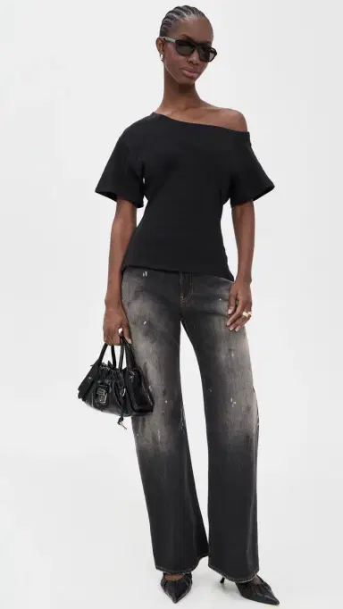 EB Denim Elena Off Shoulder Tee Black | Thumbnail 5