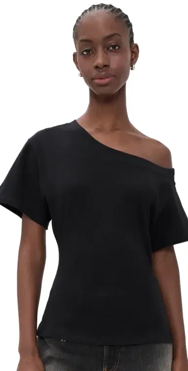 EB Denim Elena Off Shoulder Tee Black | Thumbnail 1