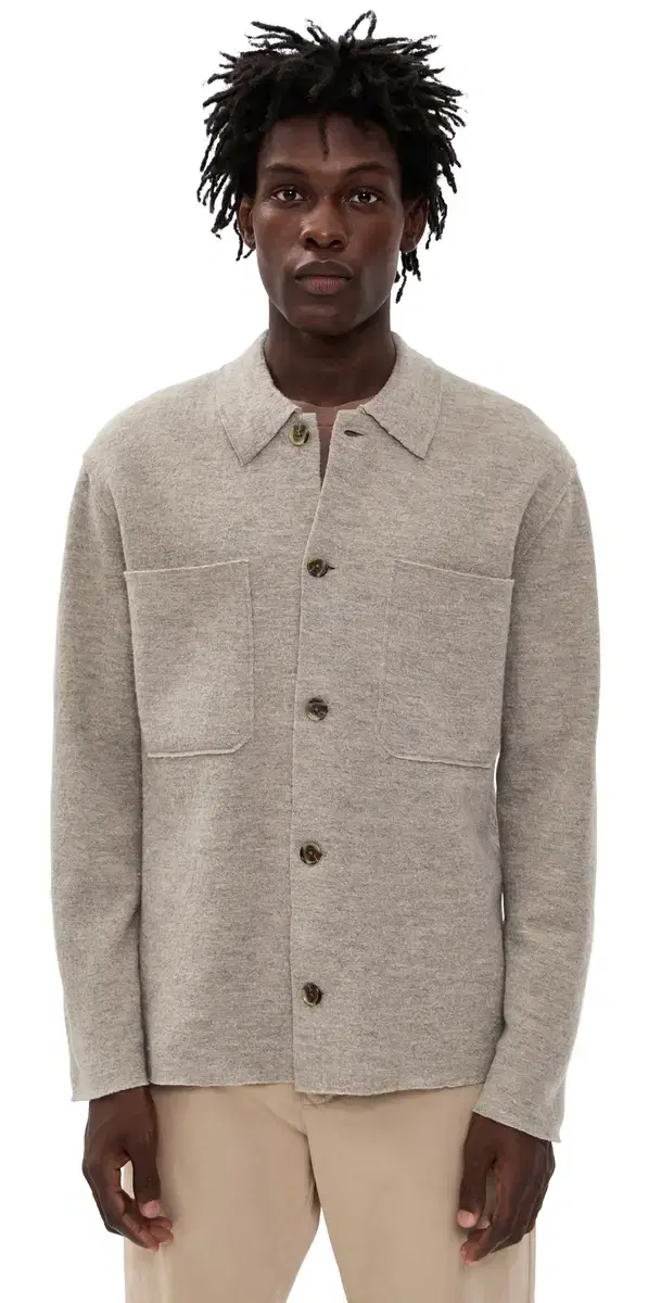 NN07 Jonas Full Button Sweater Khaki Beige