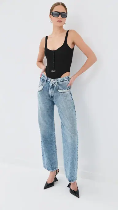 Versace Bio Cotton Rib Thong Bodysuit | Thumbnail 2