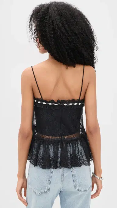 ALICE + OLIVIA Alessia Lace Ruffle Top Black | Thumbnail 3 ALICE + OLIVIA Alessia Lace Ruffle Top Black | Thumbnail 3
