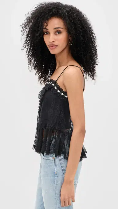 ALICE + OLIVIA Alessia Lace Ruffle Top Black | Thumbnail 4 ALICE + OLIVIA Alessia Lace Ruffle Top Black | Thumbnail 4