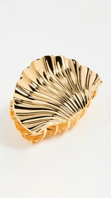 LELET NY Glossy Shell Claw Clip Gold One Size | Thumbnail 2