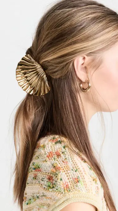 LELET NY Glossy Shell Claw Clip Gold One Size | Thumbnail 3