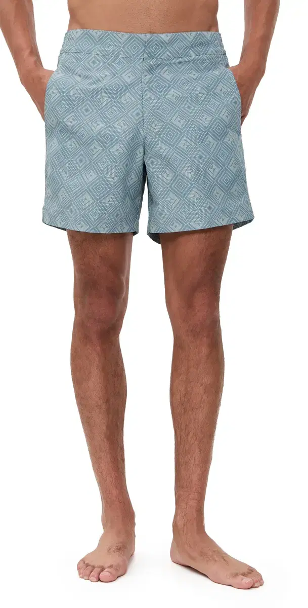 Angra Madeira Print Porto Swim Shorts 6 Coastal Blue