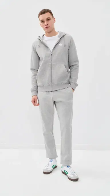 Adidas Trefoil Essentials Full Zip Hoodie Medium Grey Heather/White S | Thumbnail 5 Adidas Trefoil Essentials Full Zip Hoodie Medium Grey Heather/White S | Thumbnail 5