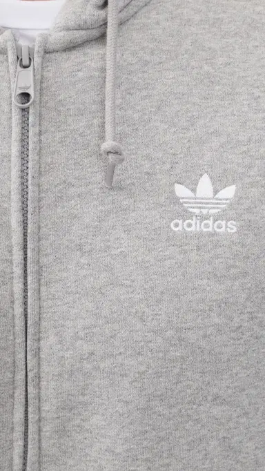Adidas Trefoil Essentials Full Zip Hoodie Medium Grey Heather/White S | Thumbnail 6 Adidas Trefoil Essentials Full Zip Hoodie Medium Grey Heather/White S | Thumbnail 6