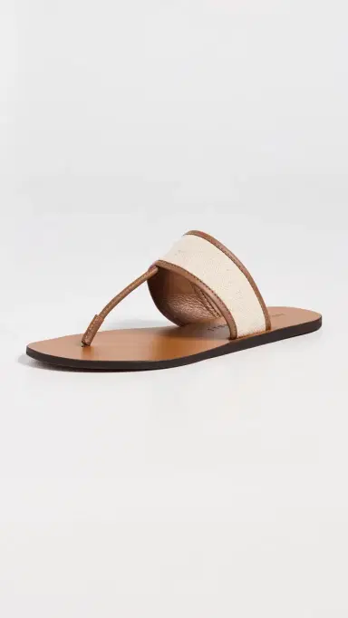MANEBI Canvas Leather Sandals Tan/Natural 36 | Thumbnail 2