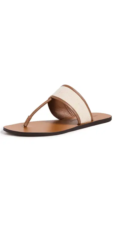 MANEBI Canvas Leather Sandals Tan/Natural 36 | Thumbnail 1
