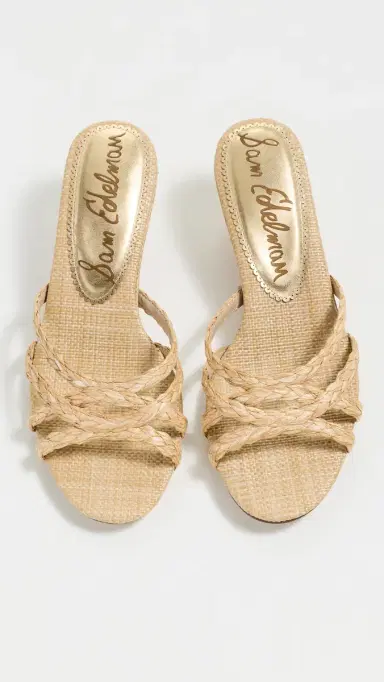Sam Edelman Camille 2 Heeled Mules Tan Raffia | Thumbnail 5
