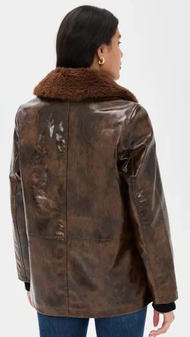 Avec Les Filles Faux Leather Relaxed Aviator Jacket Glazed Chocolate | Thumbnail 3
