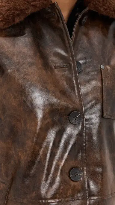 Avec Les Filles Faux Leather Relaxed Aviator Jacket Glazed Chocolate | Thumbnail 6