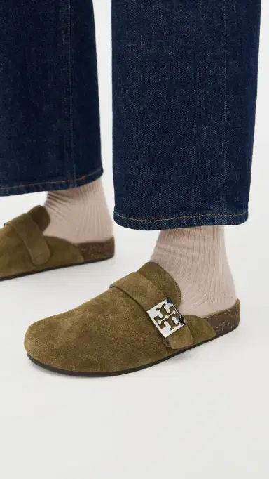 Tory Burch Mellow Mules Wild Olive/Silver | Thumbnail 3
