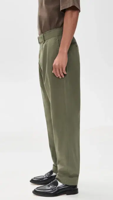 OFFICINE GÉNÉRALE Pleated Twill Chinos Olive | Thumbnail 4