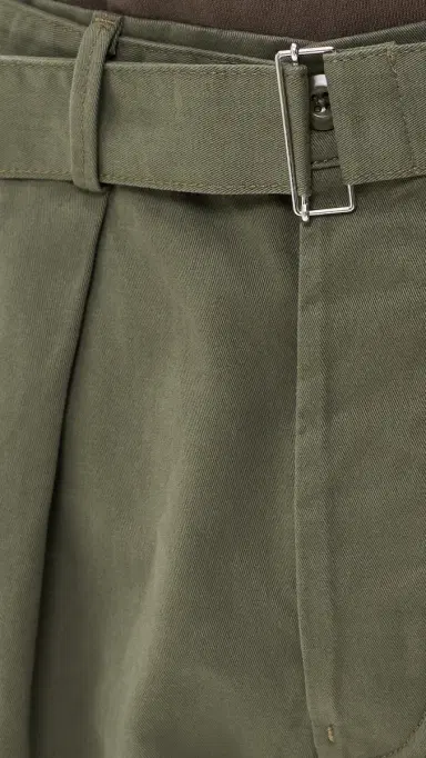 OFFICINE GÉNÉRALE Pleated Twill Chinos Olive | Thumbnail 6