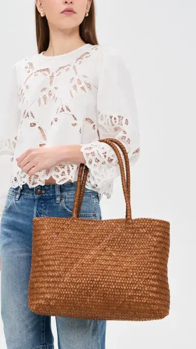 Madewell The Handwoven Leather Tote Burnt Sienna One Size | Thumbnail 3