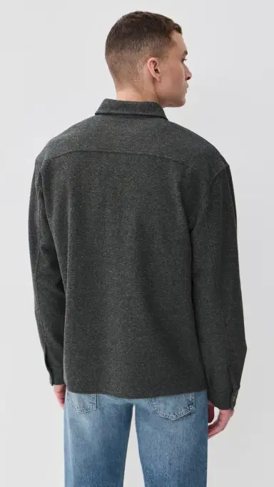 FRAME Long Sleeve Waffle Textured Shirt Heather Grey | Thumbnail 3 FRAME Long Sleeve Waffle Textured Shirt Heather Grey | Thumbnail 3