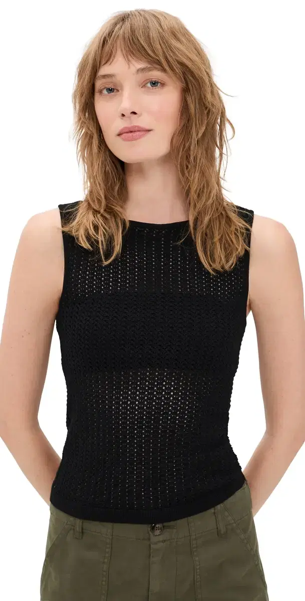 The Crochet Boat Neck Tank Black